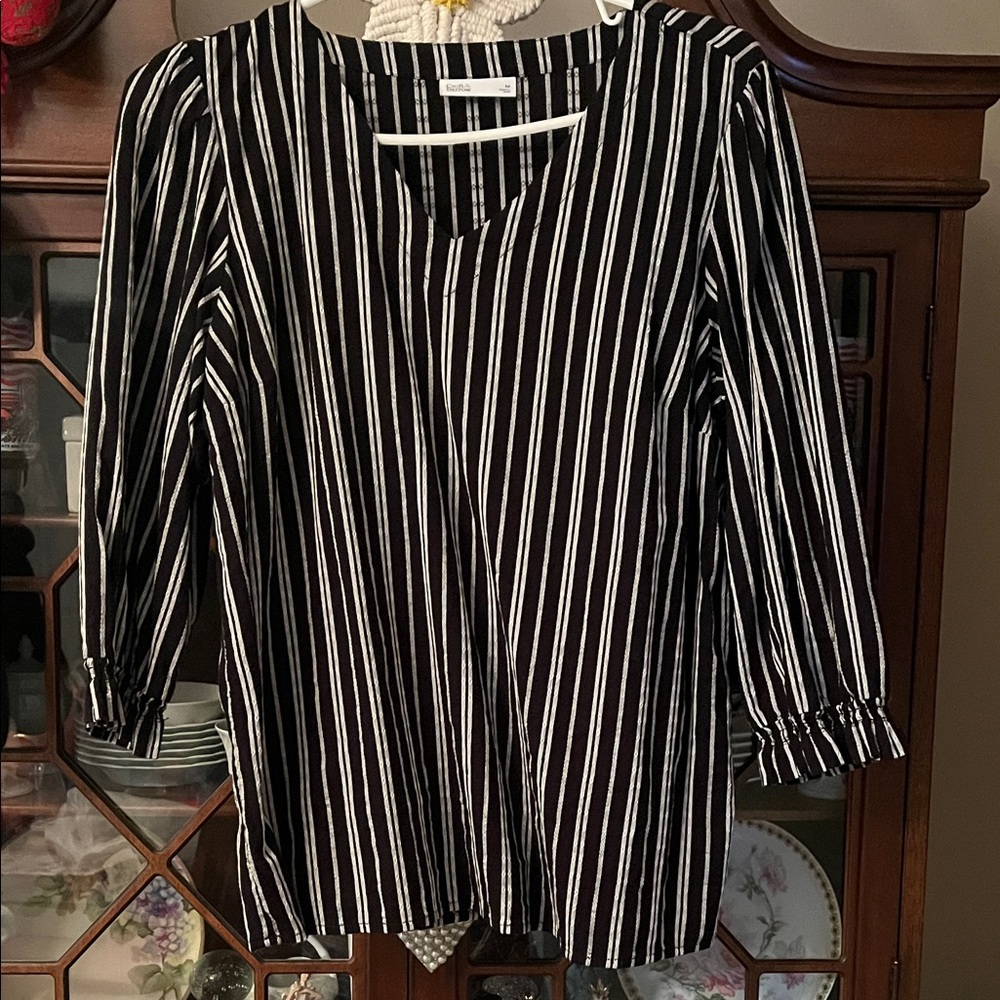 Croft & Barrow Black and White Striped Blouse